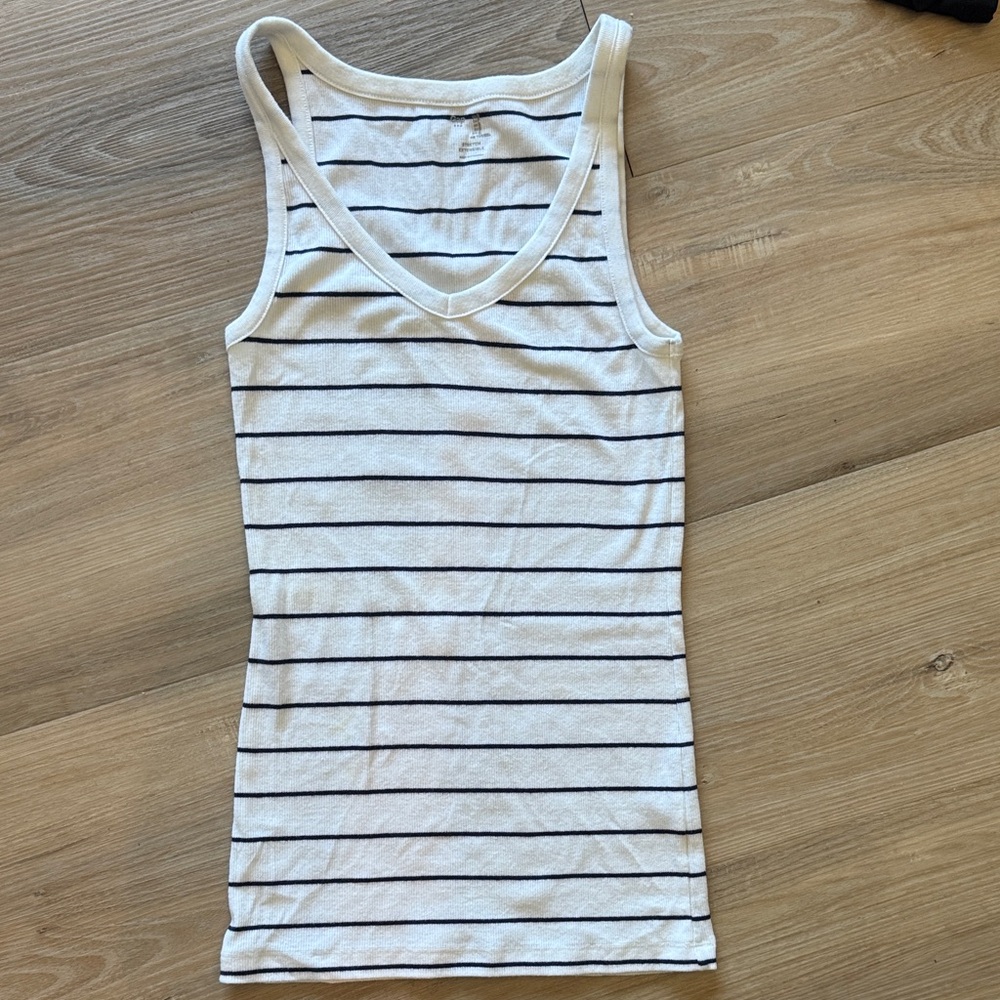 GAP White and Black Striped Tank Top